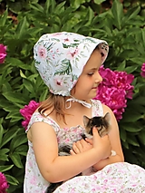 Detské čiapky - Letný detský ľanový čepiec rose - 13600599_