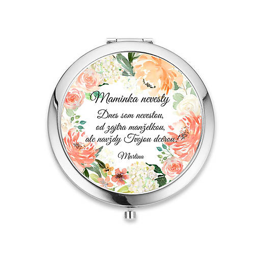 Zrkadielko pre svadobné mamky - Oranžové kvety