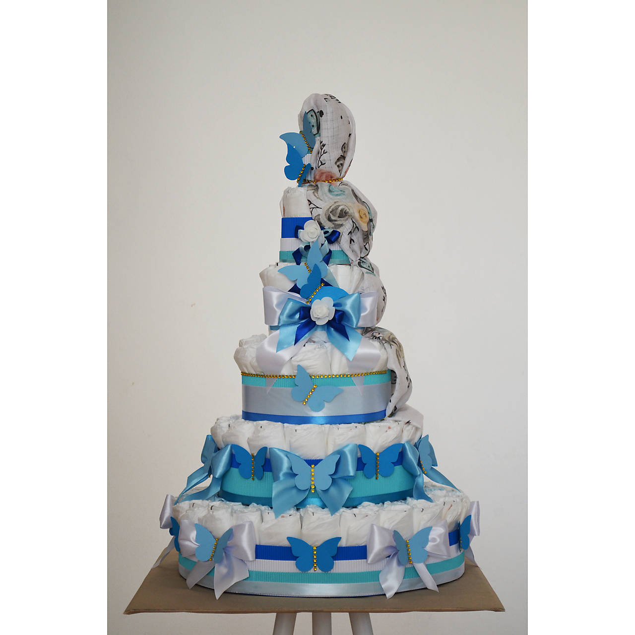 Mega veľká plienková torta - modrá, ružová