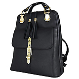Batohy - Moderný dámsky kožený ruksak z prírodnej kože v čiernej farbe - 13600410_