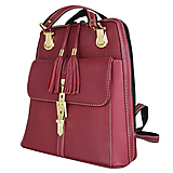 Batohy - Moderný dámsky kožený ruksak z prírodnej kože v bordovej farbe - 13600419_