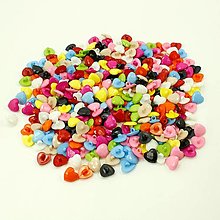 Galantéria - Plastové gombíky srdiečka 15 mm 20 ks - farebný mix - 13599843_
