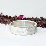 Prstene - Strieborné svadobné obrúčky s diamantom - Natura - 13602276_