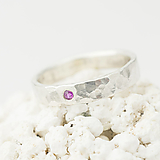Prstene - Strieborné svadobné obrúčky s drahým kamenom - Natura - 13602329_