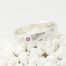 Prstene - Strieborné svadobné obrúčky s drahým kamenom - Natura - 13602329_