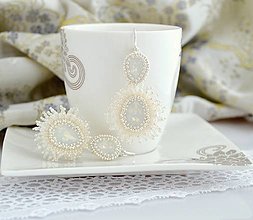 Náušnice - Luxusné svadobné náušnice v tvare kvapky(Ag925) (White Opal Swarovski) - 13602973_