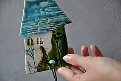 Nábytok - vešiak dom s jedným hákom tyrkysový  - 13601893_