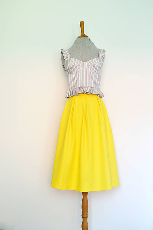 Púpavovo žltá sukňa z piké bavlny 