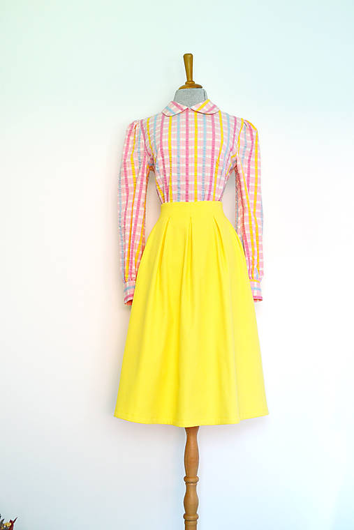 Púpavovo žltá sukňa z piké bavlny 