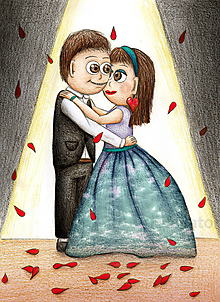 Kresby - Zamilovaný párik na plese - 13602204_