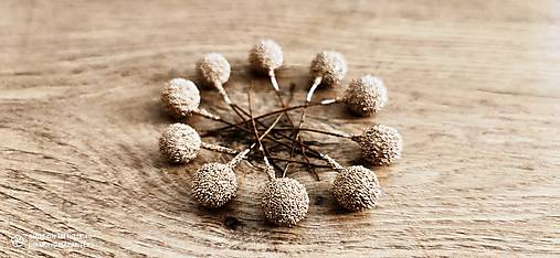 Galantéria - Ozdobný bobuľový zápich - 14 mm - Zlatý - 13606363_