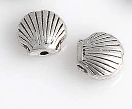 Korálky - Korálka kovová mušľa 9 x 8 mm - 13604293_