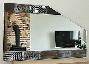 Zrkadlá - Zrkadlo recyklované drevo (Výška 83 cm, dĺžka 140 cm, hrúbka 5cm, šírka rámu 13 cm) - 13604446_