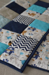 Detský textil - Patchwork hracia deka, 100x100cm, Lesné zvieratká - 13606092_