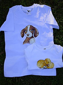 Detské oblečenie - súrodenecké tričko so psíkom - 13604358_