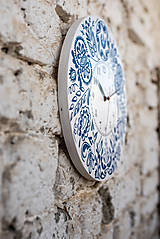 Hodiny - Biele hodiny s ľudovým vzorom zo SLovenska - 13604812_