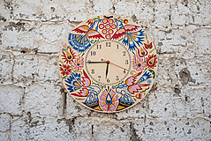 Hodiny - hodiny s Vajnorským ľudovým ornamentom - farebné - 13604828_