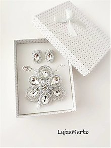 Sady šperkov - Viktória sada v darčekovom balení  (Strieborná-biela) - 13606455_