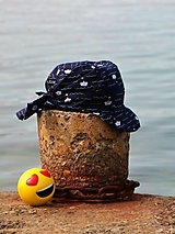 Detské čiapky - Letný detský šilt loďky tmavomodrý - 13609745_