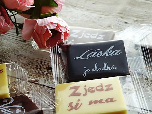 Mini svadobné čokoládky S NÁPISMI (50 ks) (Mix čokolád)