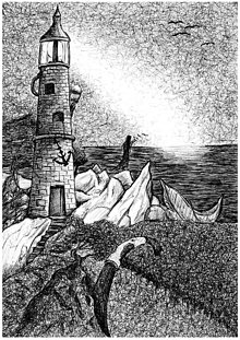 Grafika - Maják skica - tlač A4 - 13607469_