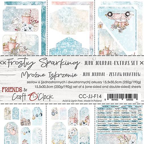 Papier - Scrapbook papier doplnkový Frosty Sparking - 13612449_