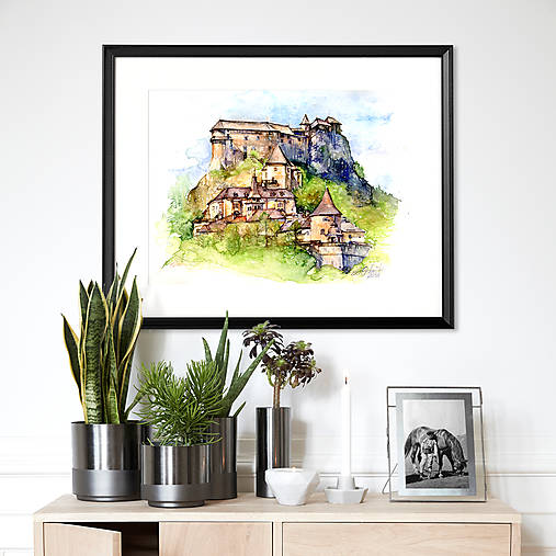  - Akvarelový obraz "Oravský hrad" (50x70cm) - 13613919_