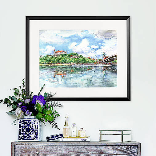 Grafika - Fine Art Print "Dunajské nábrežie" (30 x 40 cm) - 13614067_