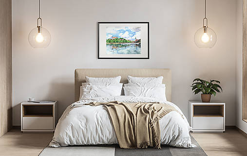 Grafika - Fine Art Print "Dunajské nábrežie" (40 x 50 cm) - 13614068_