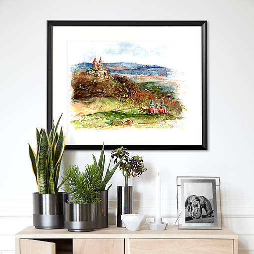 Grafika - Fine Art Print "Štiavnická Kalvária" (30 x 40 cm) - 13614392_