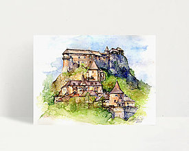 Grafika - Fine Art Print "Oravský hrad" (21 x 30 cm) - 13613918_