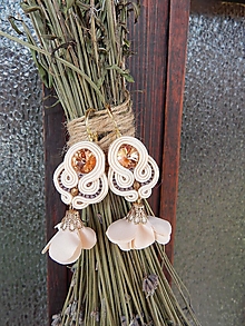 Náušnice - Peach flowers (Béžovo-bronzová s marhuľovými kamienkami) - 13615622_