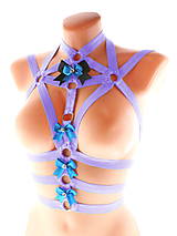 Spodná bielizeň - women body harness, postroj bielizeň otvorená podprsenka pastel gothic postroj na telo body harness lingerie DS1 - 13619732_