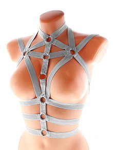 Spodná bielizeň - women body harness, postroj bielizeň otvorená podprsenka pastel gothic postroj na telo body harness lingerie DS1 - 13619653_