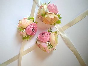 Svadobné pierka - náramky pre družičky ružovo-krémové - 13618874_