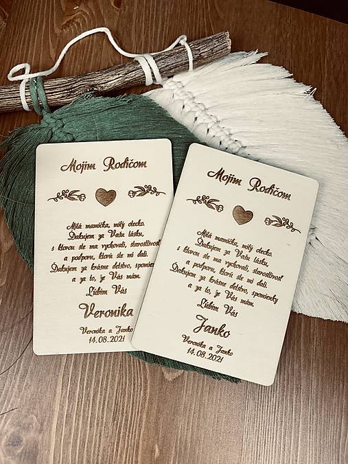 Tabuľky - Poďakovania rodičom 2ks - 13617849_