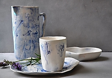 Nádoby - Šálka, pohár, hrnček, modro-biely príroda - 13618233_