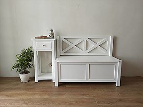 Nábytok - Biela drevená lavica s úložným priestorom - 13616951_