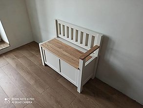 Nábytok - Biela lavička s úložným priestorom - 13619759_