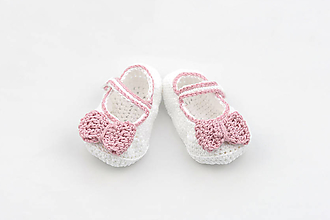 Detské topánky - Bielo-ružové baleríny BAVLNA - 13620918_