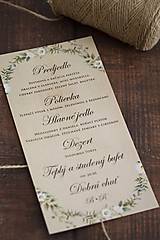 Papiernictvo - Svadobné menu "Prírodná svadba" - 13621249_