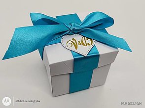 Darčeky pre svadobčanov - Krabičky na darčeky pre hostí (Tyrkysová) - 13620574_