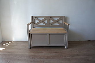 Nábytok - Vintage lavička s úložným priestorom z buku a jaseňa - 13620417_