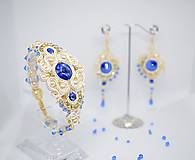 Sady šperkov - Sotache set náušnice a náramok, Zafírová modrá/Zlatá ***ZĽAVA*** - 13623022_