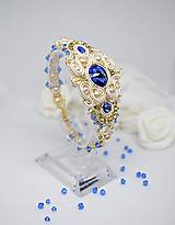 Sady šperkov - Sotache set náušnice a náramok, Zafírová modrá/Zlatá ***ZĽAVA*** - 13623023_