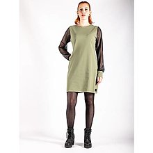Šaty - Dámske púzdrové šaty, sieťovaný rukáv - 13622545_