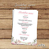 Papiernictvo - Svadobné menu, slávnostné menu ružové ruže "Rose" - 13622553_