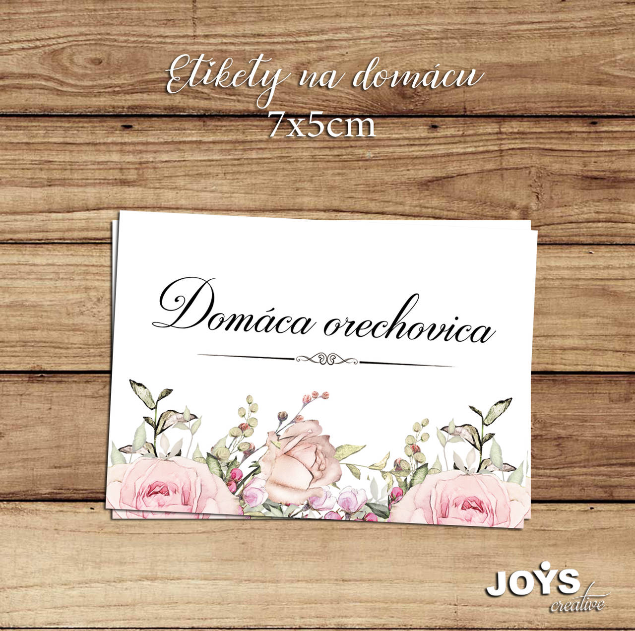 Samolepiace svadobné etikety na šírku na domácu pálenku v dizajne "Ružové ruže"
