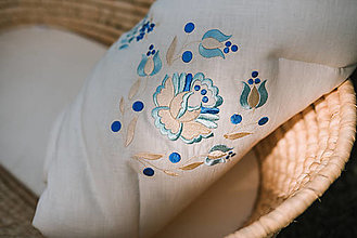 Detský textil - Rozkvitnuté zavinovačky (Modrá výšivka) - 13626883_