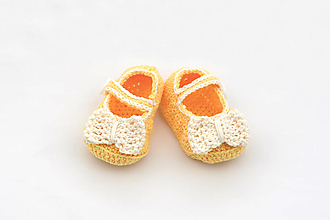 Detské topánky - Žlto-krémové baleríny BAVLNA - 13626242_
